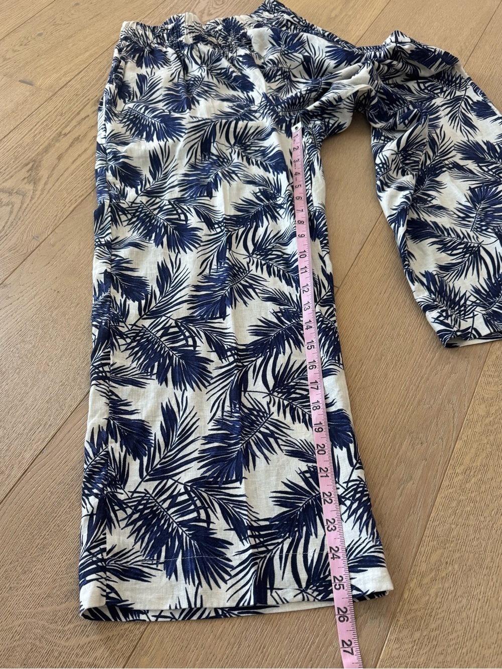 Panama Jack Linen Pants Palm Print Blue and Ivory Size Small - Picture 7 of 9